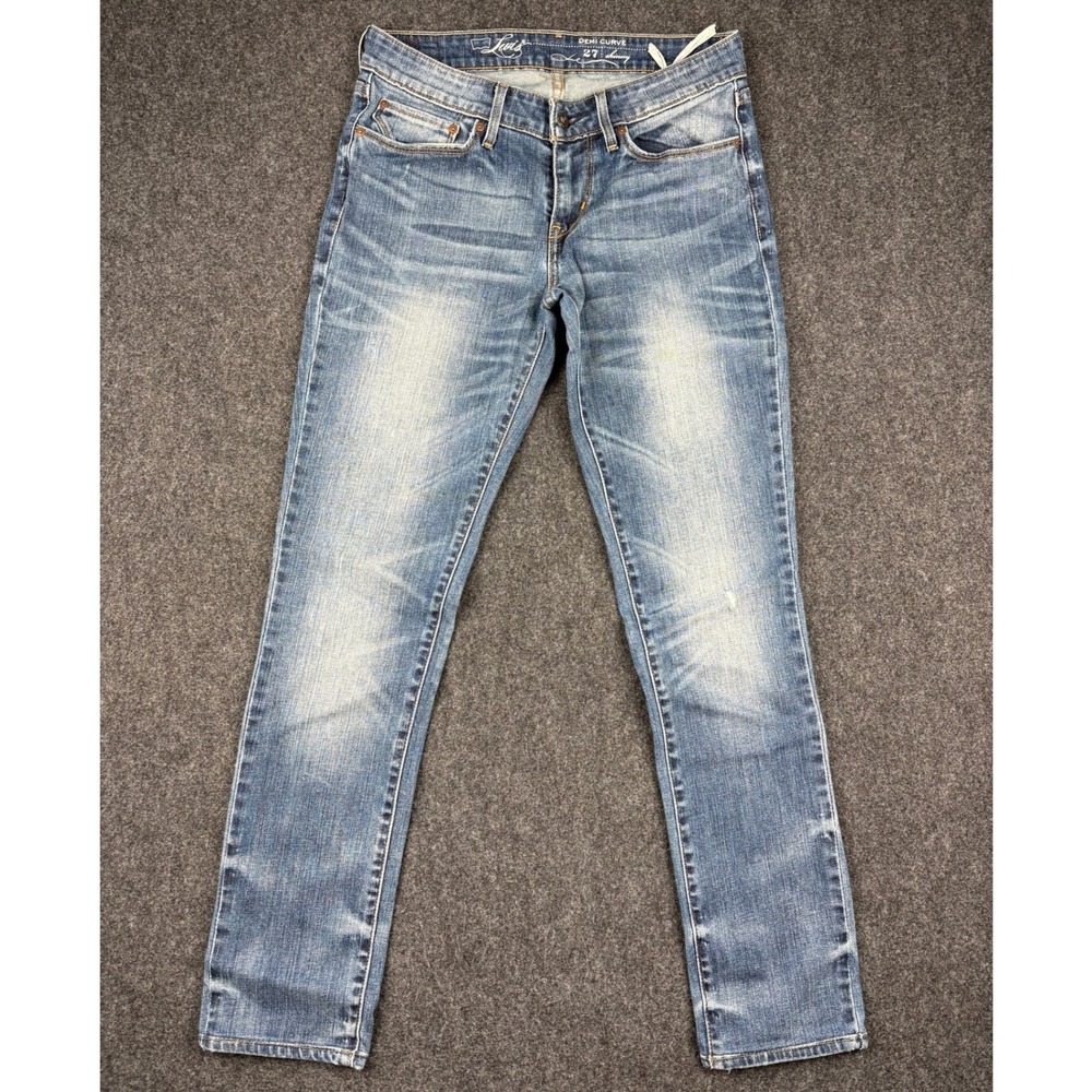 Levis Demi Curve Skinny Jeans Womens 27 Medium Wash Low Rise Denim Whiskered